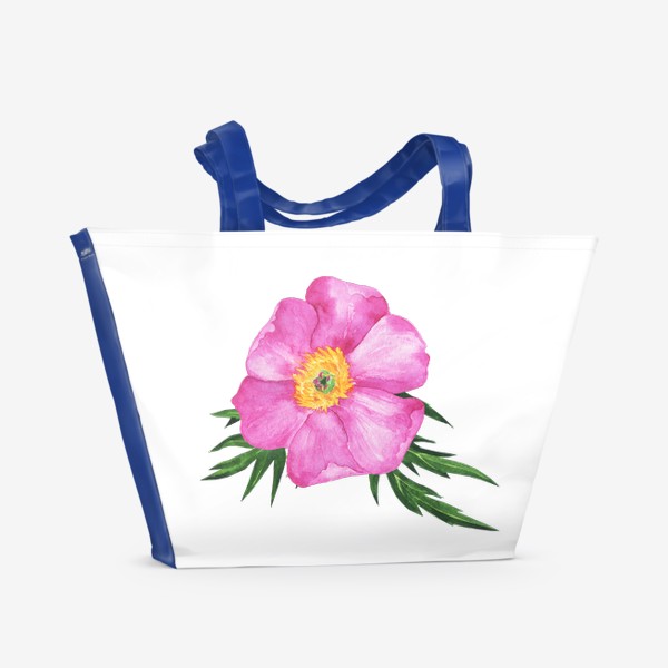 Пляжная сумка «Акварельный розовый пион, весенняя нежность»
