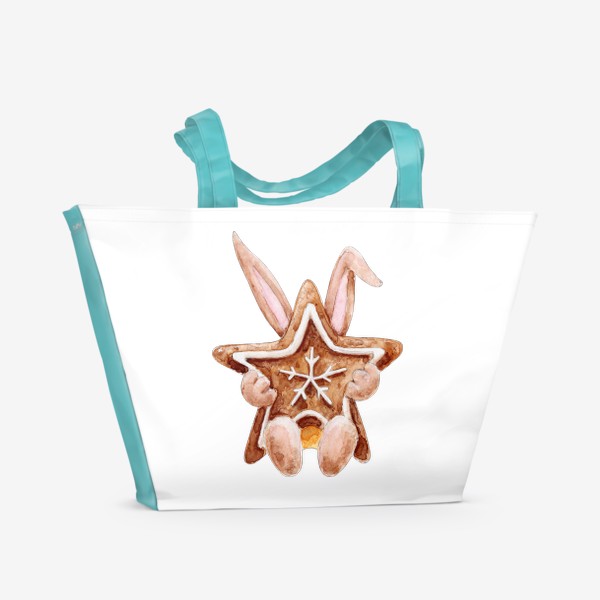 Пляжная сумка «Зайка с имбирным печеньем, серия Ушастые, Новый год 2023»