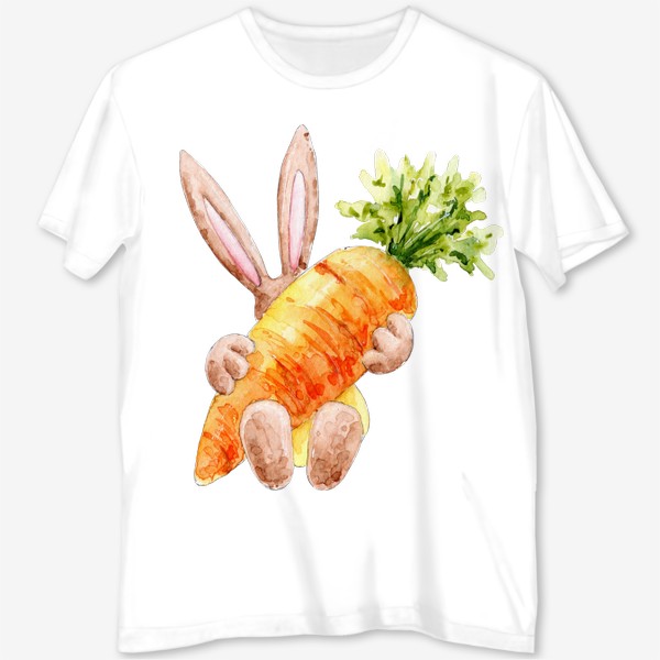 Футболка с полной запечаткой «Зайка с морковкой, серия Ушастые, Новый год 2023»