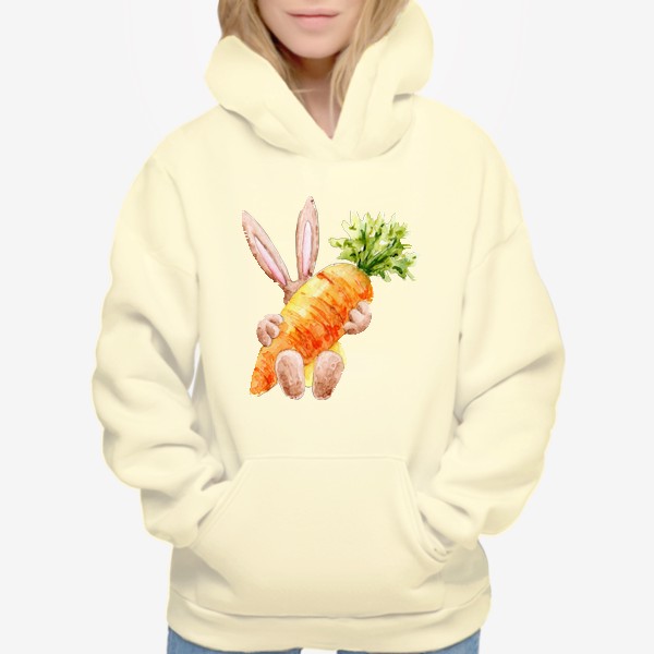 Худи «Зайка с морковкой, серия Ушастые, Новый год 2023»