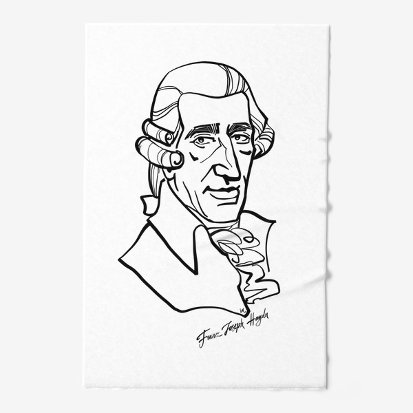 Полотенце «Франц Йозеф Гайдн, графический портрет композитора, черно-белый»
