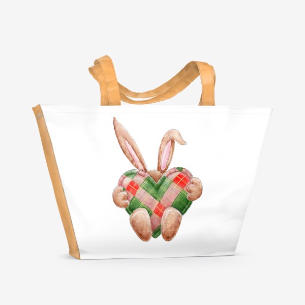 Пляжная сумка «Кролик с сердечком, серия Ушастые, Новый год 2023»