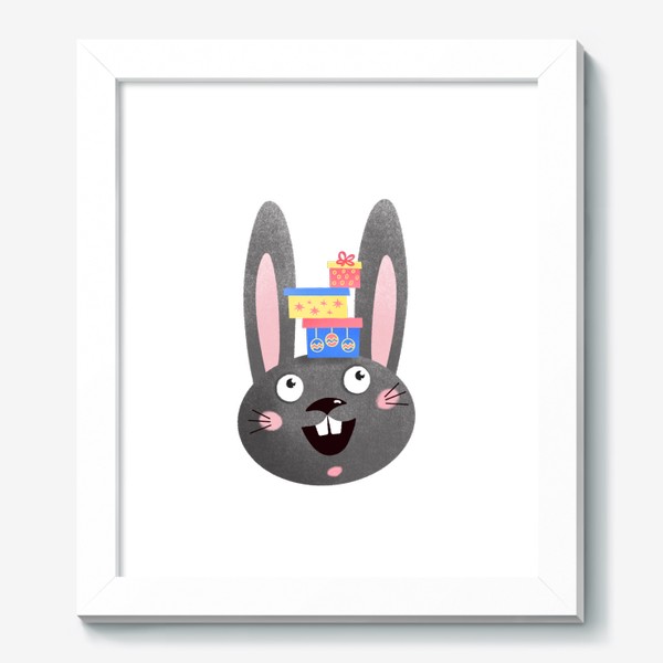 Картина «Черный Кролик и подарки, Новый год»