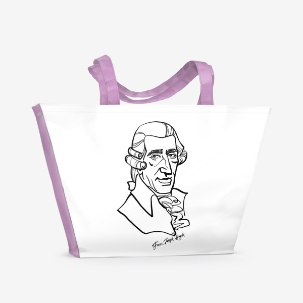 Пляжная сумка «Франц Йозеф Гайдн, графический портрет композитора, черно-белый»