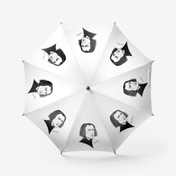 Зонт «Ференц Лист, графический портрет композитора, черно-белый»