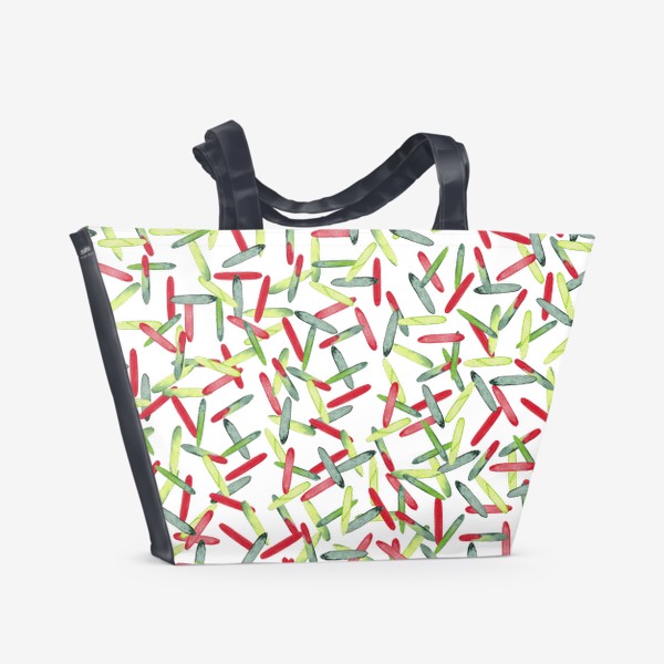 Пляжная сумка «Абстрактный паттерн Красные, зеленые и салатовые конфетти.»