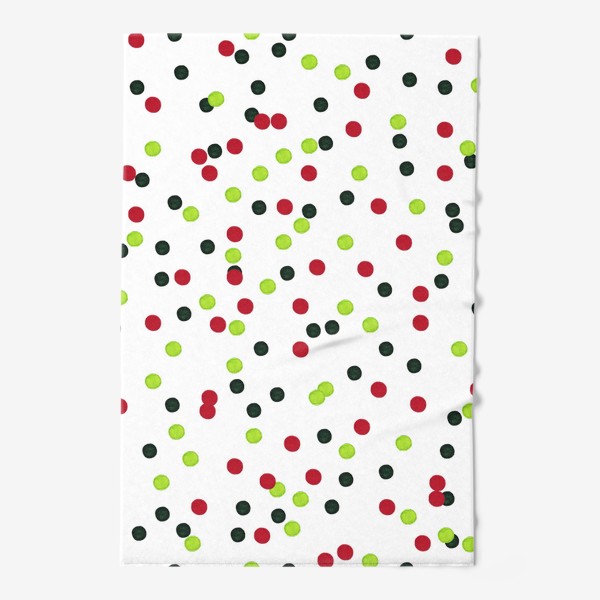Полотенце «Новогодний абстрактный паттерн Красный и зеленый горошек Конфетти»