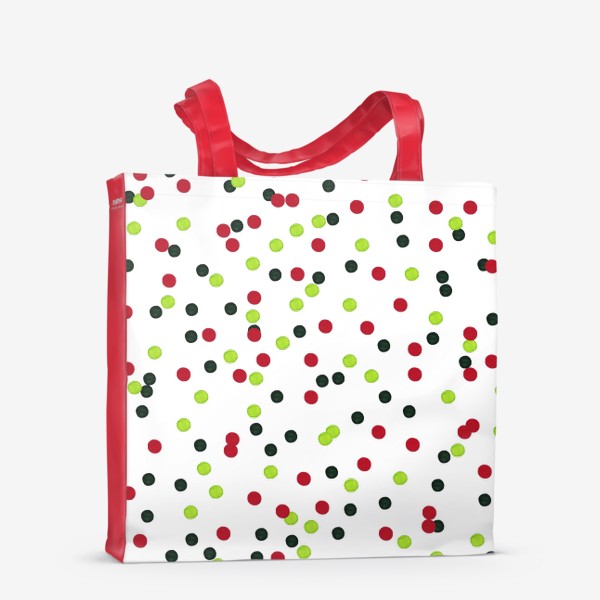 Сумка-шоппер «Новогодний абстрактный паттерн Красный и зеленый горошек Конфетти»
