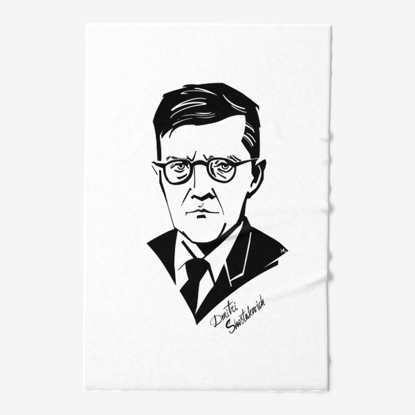Полотенце «Дмитрий Шостакович, графический портрет композитора, черно-белый»