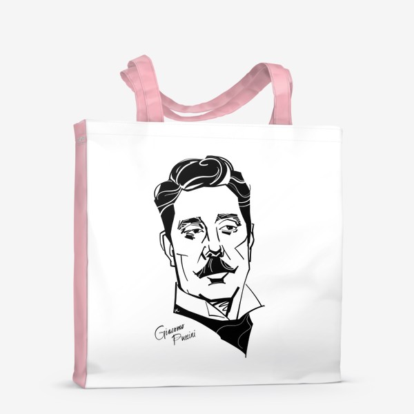 Сумка-шоппер «Джакомо Пуччини, графический портрет композитора, черно-белый»