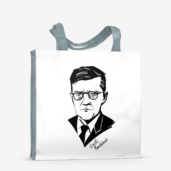 Сумка-шоппер «Дмитрий Шостакович, графический портрет композитора, черно-белый»
