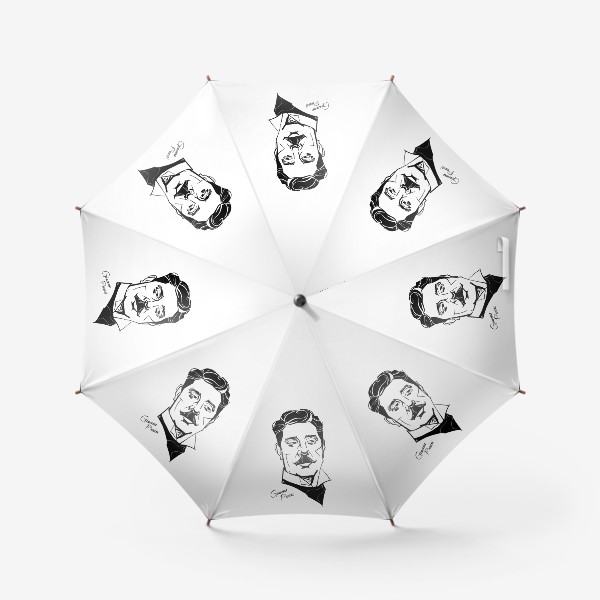 Зонт «Джакомо Пуччини, графический портрет композитора, черно-белый»