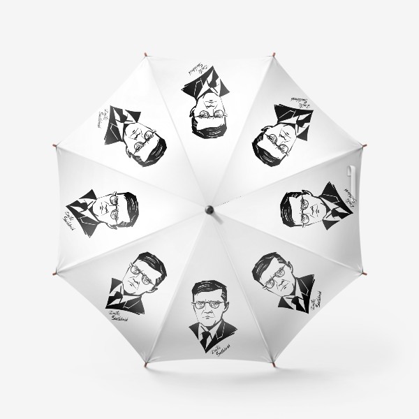 Зонт &laquo;Дмитрий Шостакович, графический портрет композитора, черно-белый&raquo;