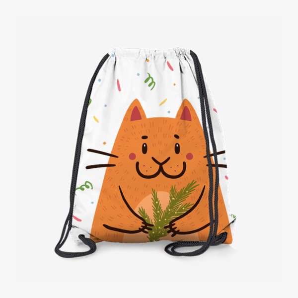 Рюкзак «Милый кот с еловой веточкой. Новый год»