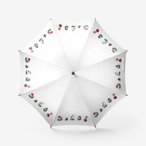 Зонт «Новогодние домики и елочные игрушки»
