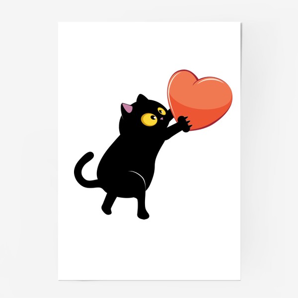 Постер «Черный кот несет сердце»