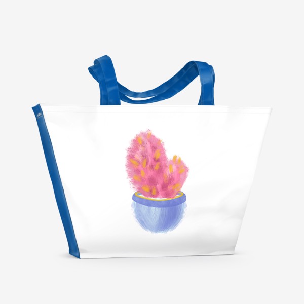 Пляжная сумка «Розовый кактус в горшке»
