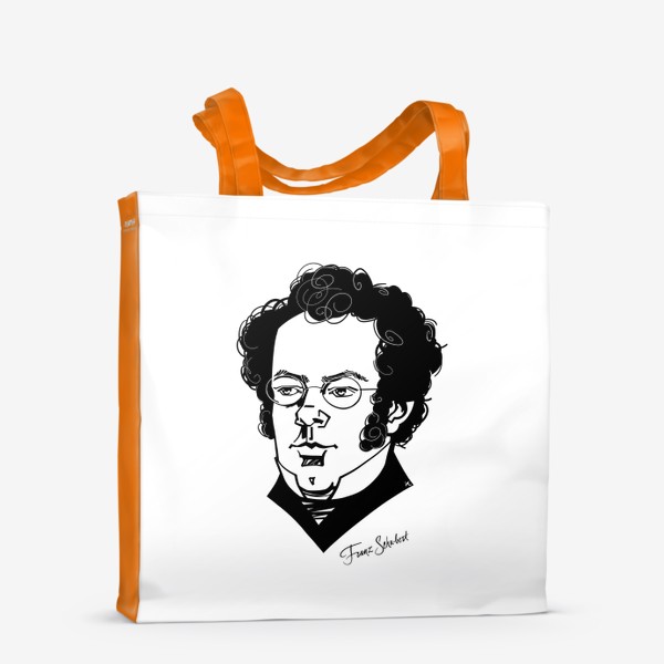Сумка-шоппер «Франц Шуберт, графический портрет композитора, черно-белый»