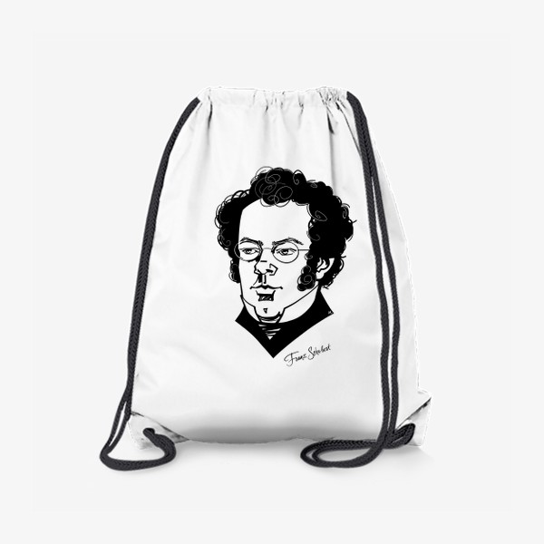 Рюкзак «Франц Шуберт, графический портрет композитора, черно-белый»