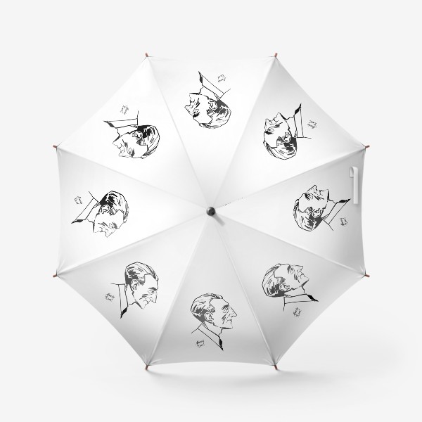 Зонт «Морис Равель, графический портрет композитора, черно-белый»