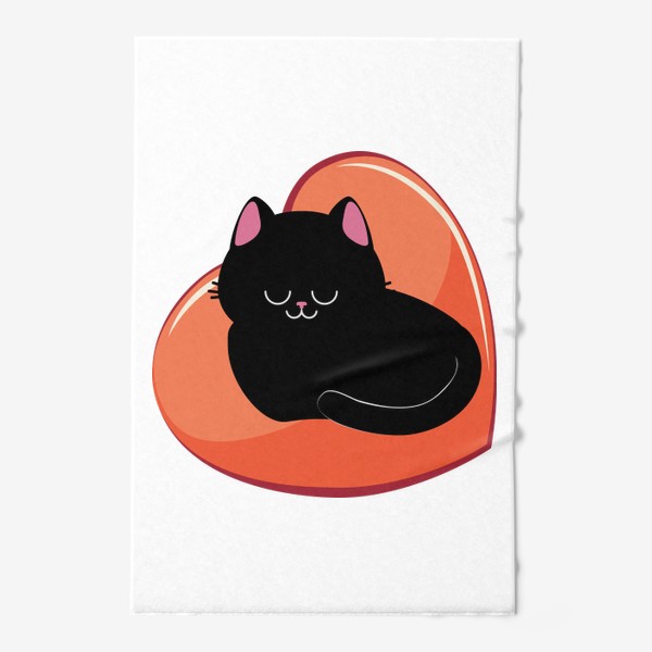 Полотенце «Черная кошка спит в сердце»