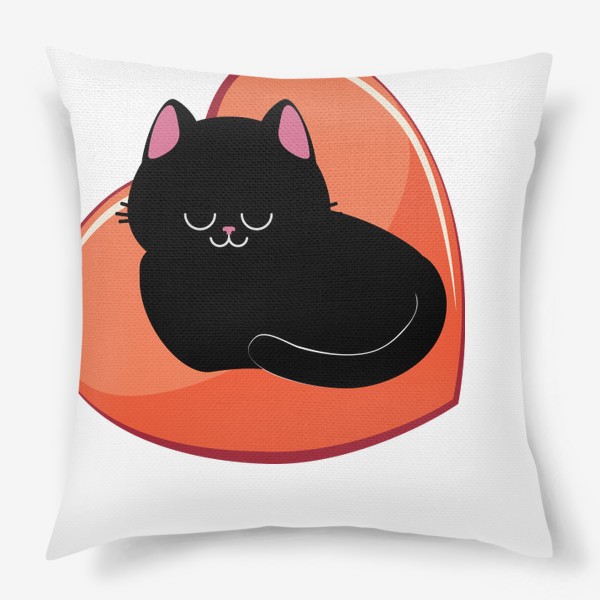 Подушка «Черная кошка спит в сердце»