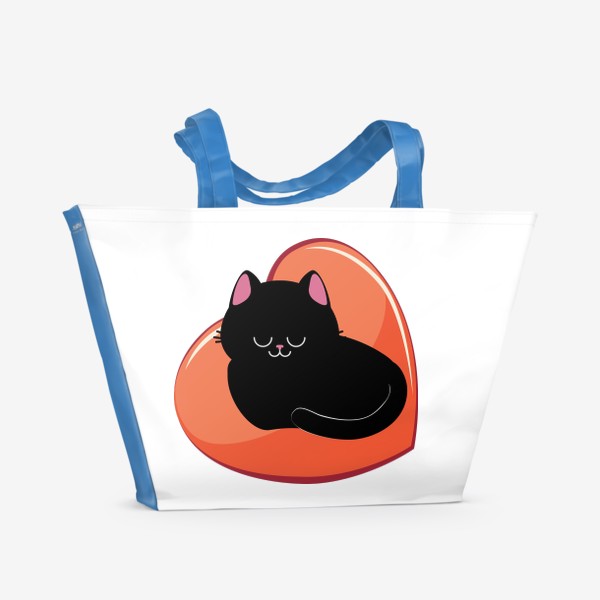 Пляжная сумка «Черная кошка спит в сердце»