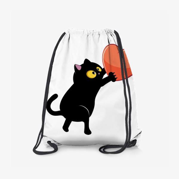Рюкзак «Черный кот несет сердце»