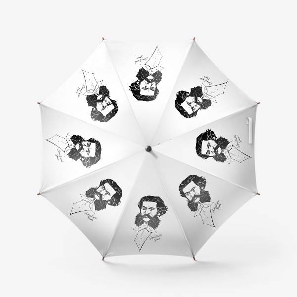 Зонт «Иоганн Штраус, графический портрет композитора, черно-белый»