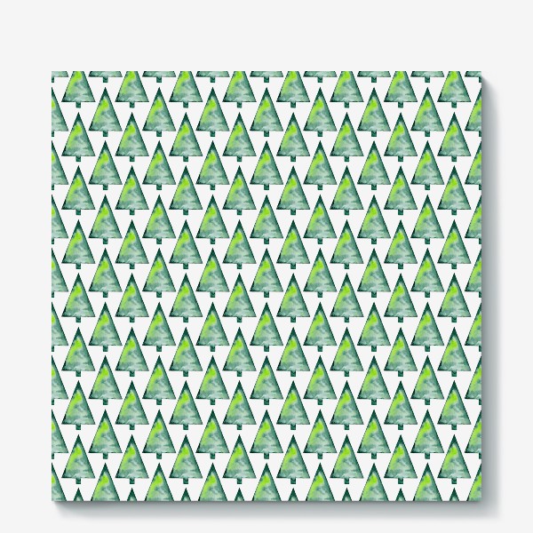 Холст «Новогодний абстрактный паттерн из зеленых треугольных ёлок»