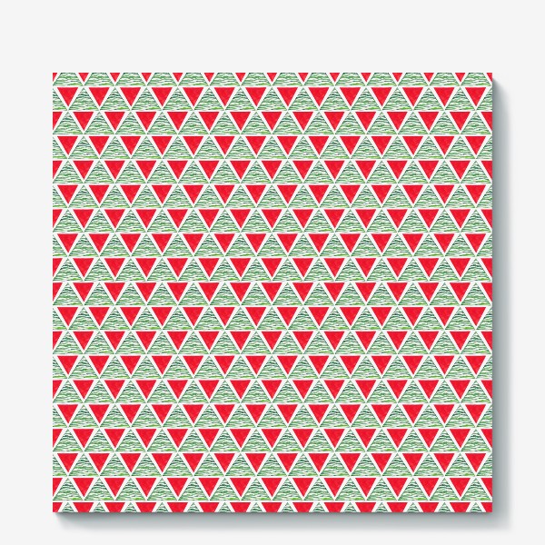 Холст «Новогодний абстрактный паттерн Красные и зеленые треугольники»