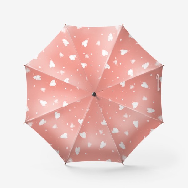 Зонт «белые сердечки на розовом фоне на день святого валентина»