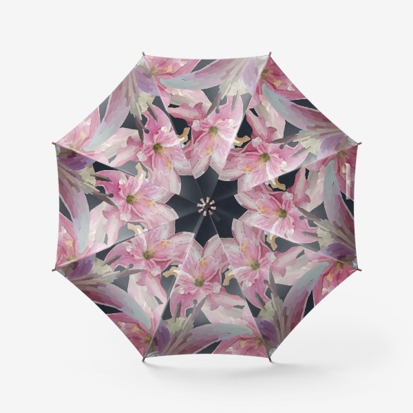 Зонт «Розовые лилии на темном фоне / Pink lilies on dark background »
