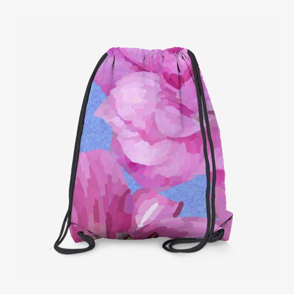 Рюкзак «Розовые розы на голубом фоне / Pink roses on blue background »