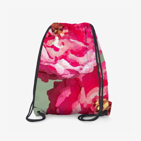 Рюкзак «Розовые цветы на зеленом фоне / Pink flowers on green background »