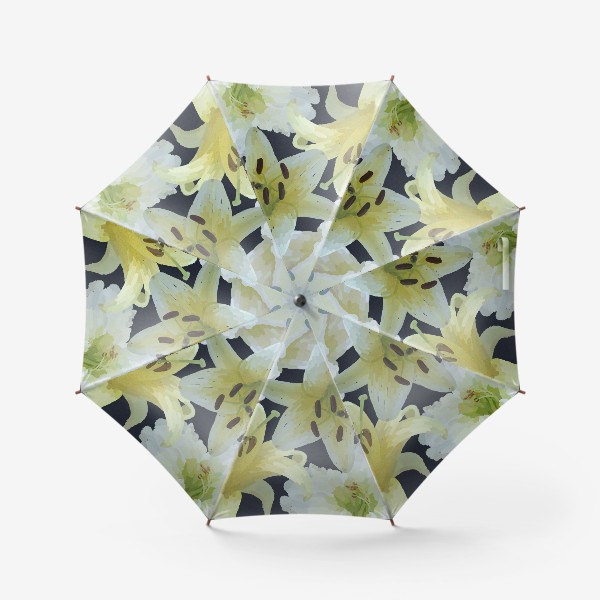 Зонт «Белые лилии на темном фоне / White lilies on dark background »