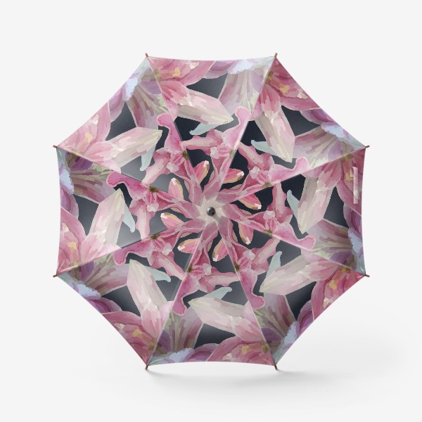 Зонт &laquo;Розовые лилии на темном фоне / Pink lilies on dark background&raquo;