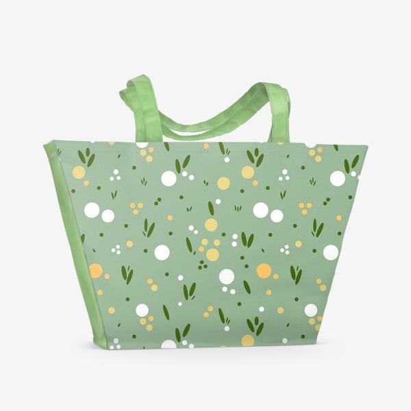 Пляжная сумка «Весенний нежный цветочный принт. Поляна, поле и абстрактные цветы, точки, блики»