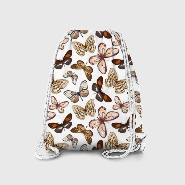 Рюкзак «Акварельный нарисованный вручную бесшовный фон с яркими иллюстрациями экзотических бабочек»