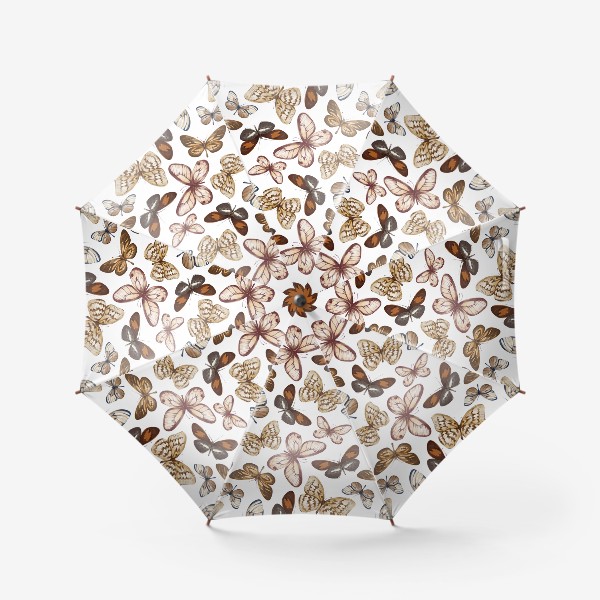 Зонт «Акварельный нарисованный вручную бесшовный фон с яркими иллюстрациями экзотических бабочек»