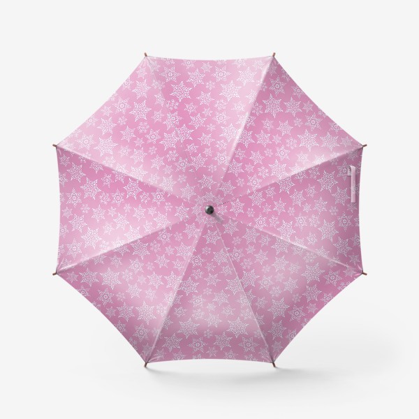 Зонт «Белые снежинки на розовом фоне»