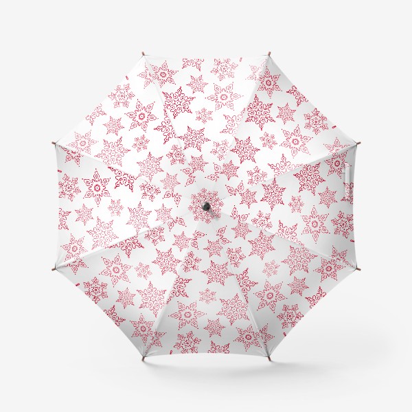 Зонт «Красные снежинки на белом фоне»