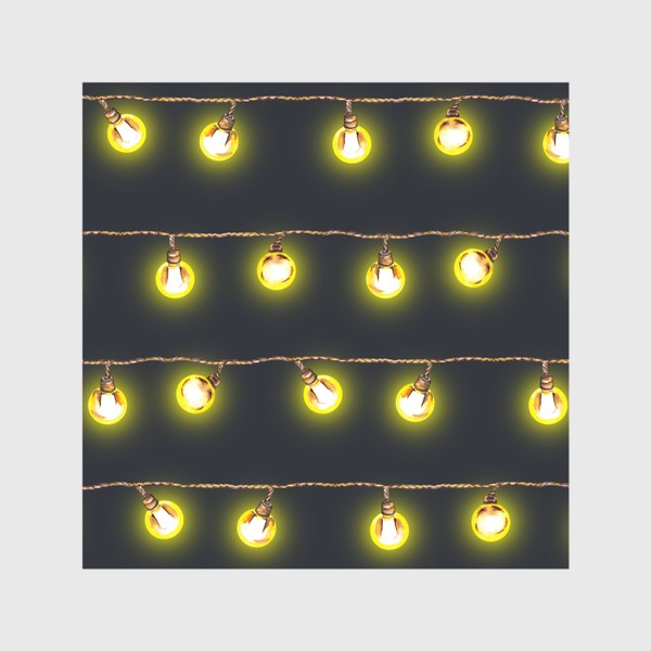 Скатерть «Новогодняя светящаяся ретро гирлянда Желтые лампочки на темном фоне»