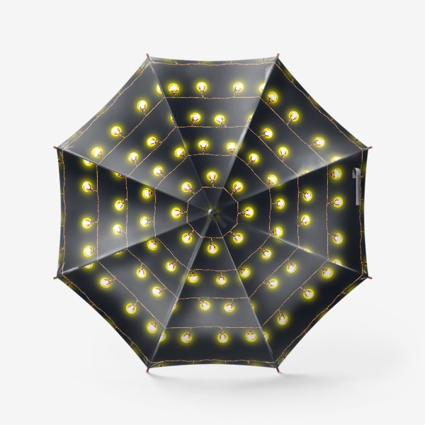 Зонт &laquo;Новогодняя светящаяся ретро гирлянда Желтые лампочки на темном фоне&raquo;