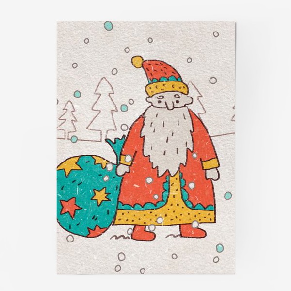 Постер «Дед Мороз с мешком подарков»
