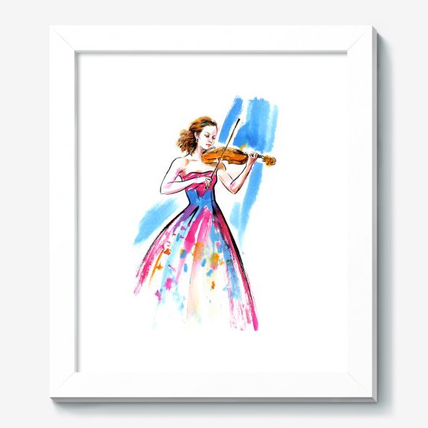 Картина «Девушка-скрипачка, акварель»
