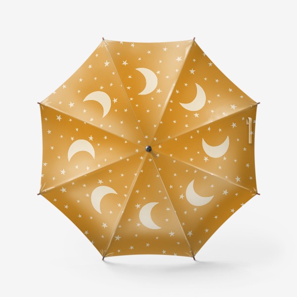 Зонт «луна и звезды на оранжевом фоне. мистический паттерн»