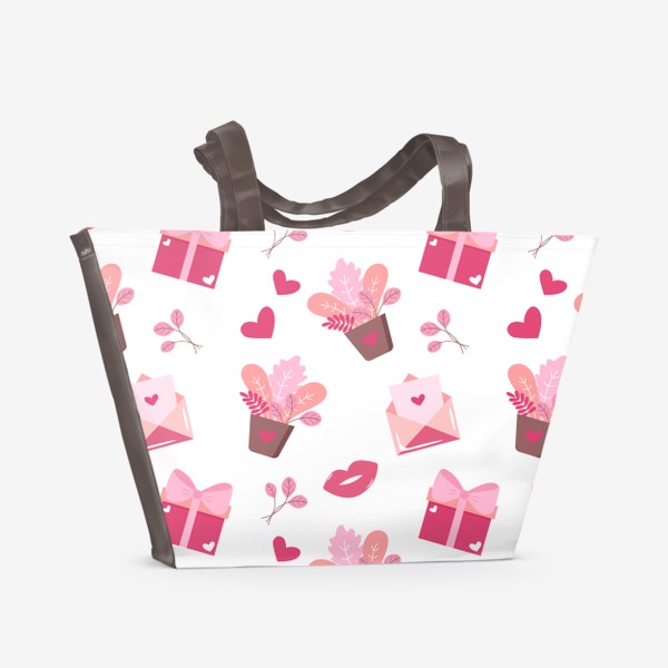 Пляжная сумка «Нежный принт в розовом цвете»