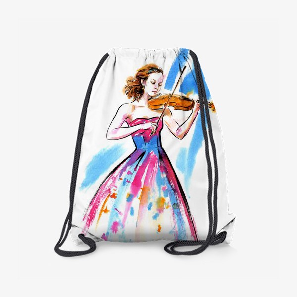 Рюкзак «Девушка-скрипачка, акварель»