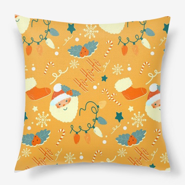 Подушка «оранжевый новогодний фон»